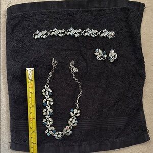 Silver and Blue Floral Jewelry Set